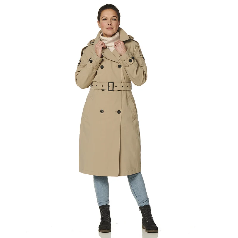 Happy Rainy Days Trenchcoat Lang Rits Dames Brooklyn Beige *Laatste maat XL*