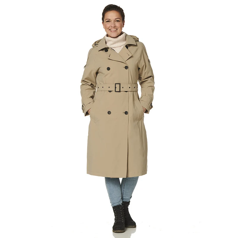 Happy Rainy Days Trenchcoat Lang Rits Dames Brooklyn Beige *Laatste maat XL*