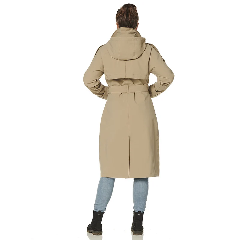 Happy Rainy Days Trenchcoat Lang Rits Dames Brooklyn Beige *Laatste maat XL*