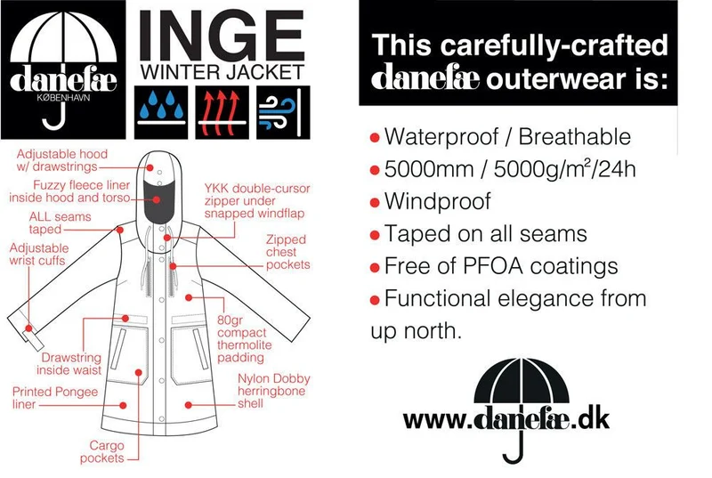 Danefae Winterparka Inge navy (zilveren rits)