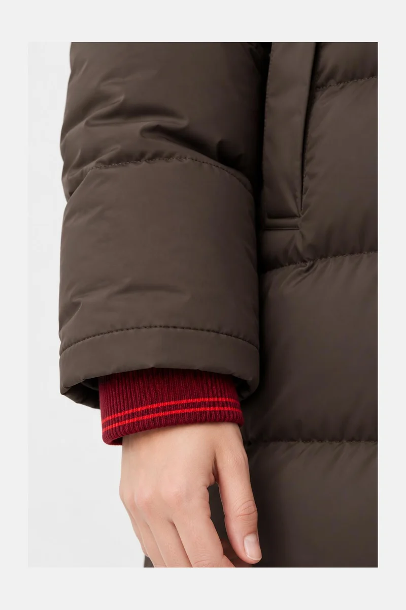 Derbe lange winterjas dames Interholm Coffee Bean