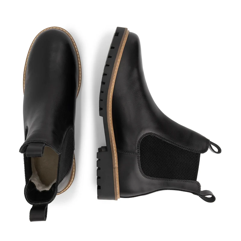 Hemsedal Herren – Chelsea-Stiefel – mit Wolle gefüttert – Schwarz