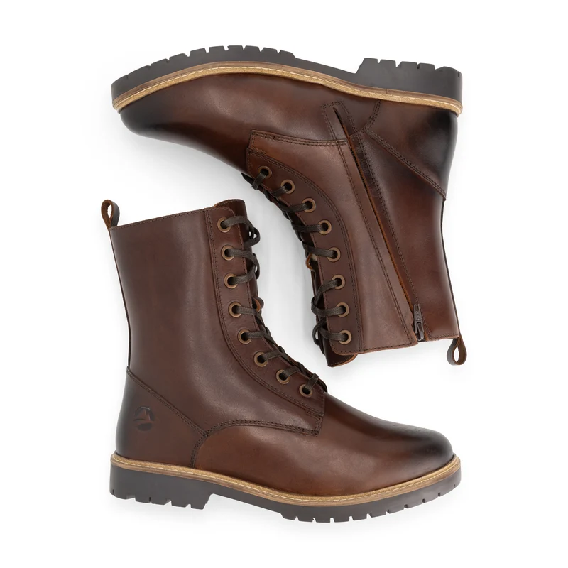 Trysil Damen – Schnürstiefel mit Reißverschluss – mit Wollfutter
