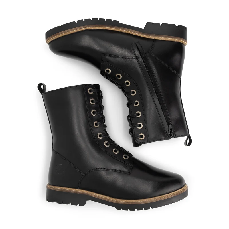 Trysil Damen – Schnürstiefel mit Reißverschluss – mit Wolle gefüttert
