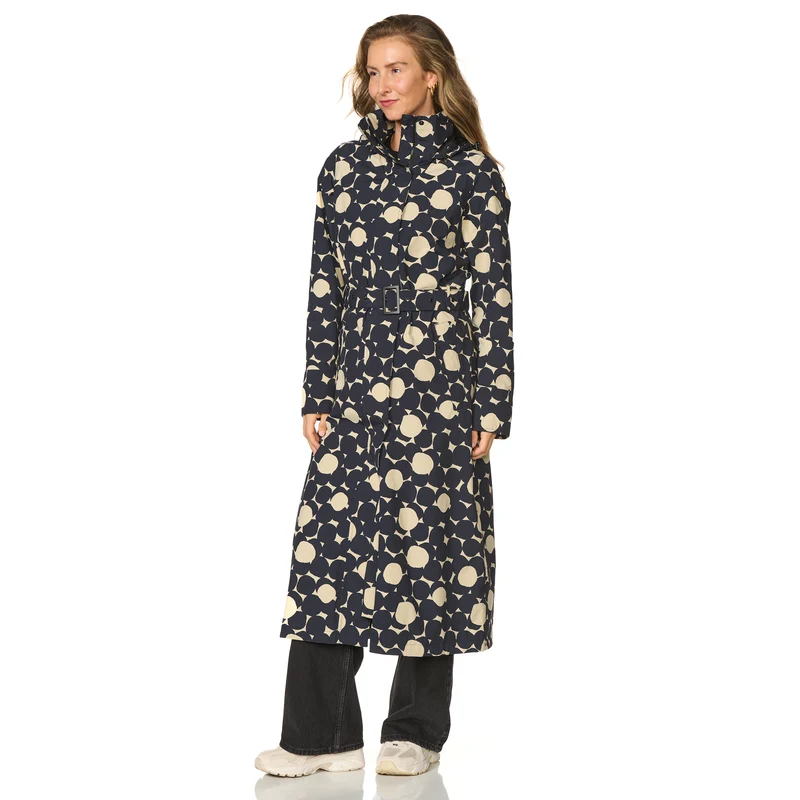 Happy Rainy Days Extra Lange Regenjas Montreal AOP Beige/ Blue Graphite