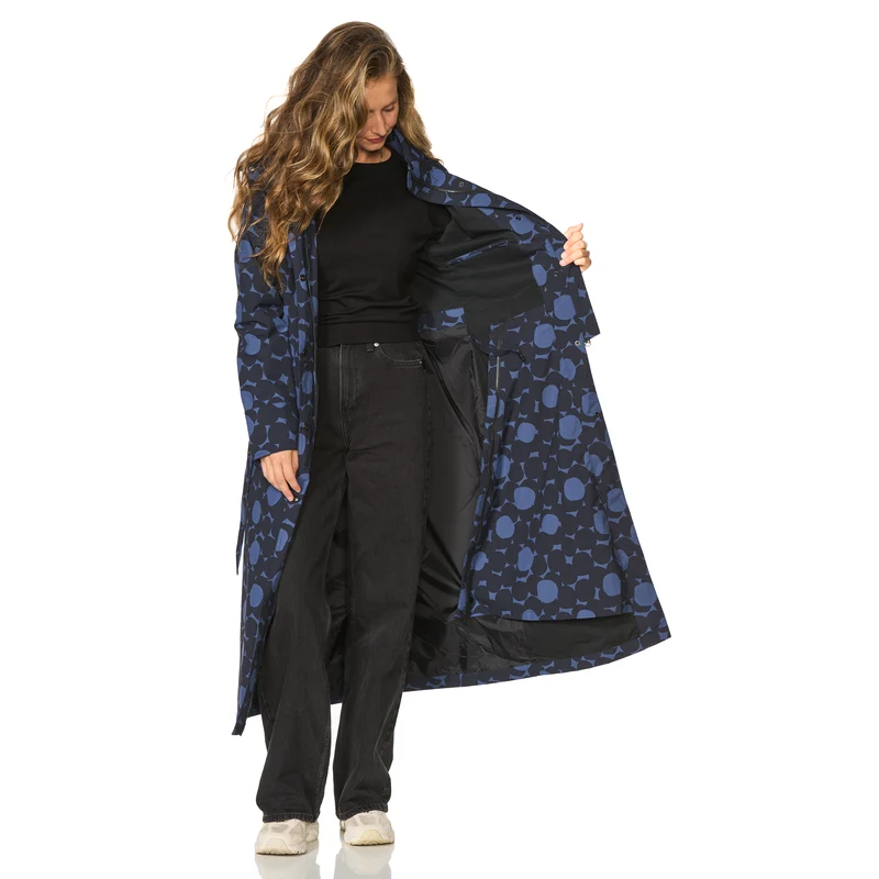 Happy Rainy Days Extra Lange Regenjas Montreal AOP Dress Blue/ Black