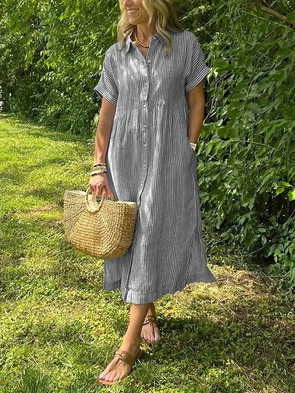 CASSIE | Elegantes gestreiftes Kleid