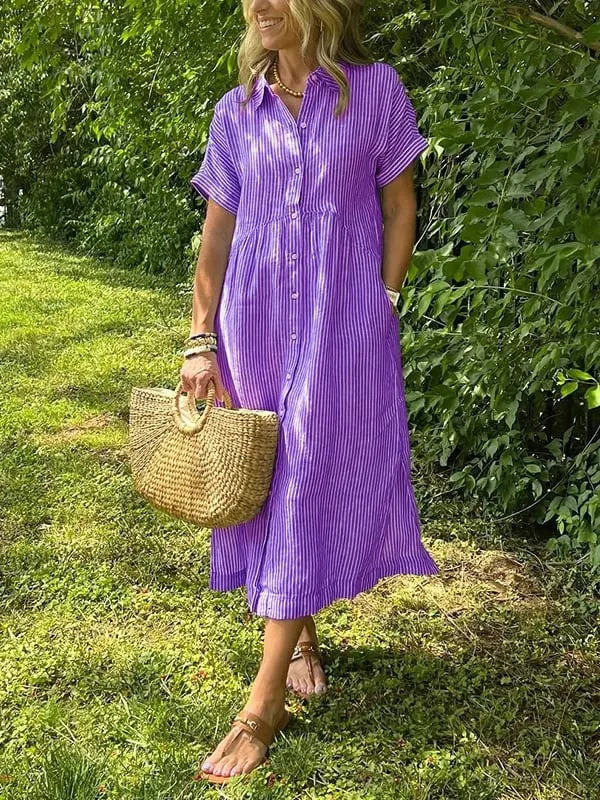 CASSIE | Elegantes gestreiftes Kleid