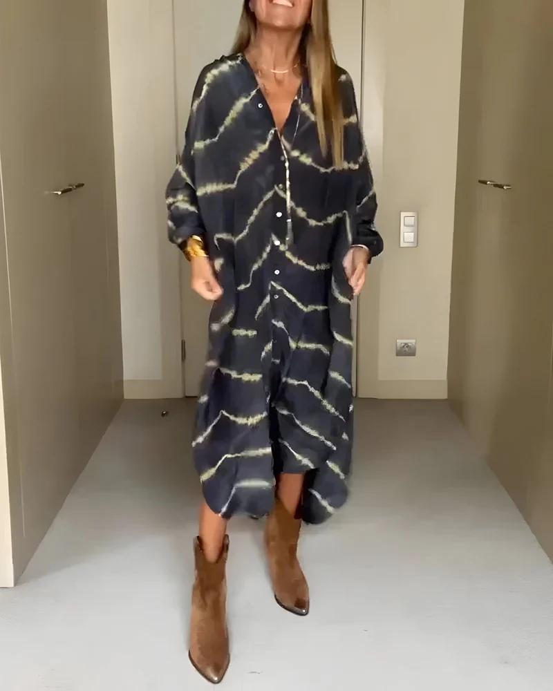 Julia | Boho-gestreiftes Maxikleid