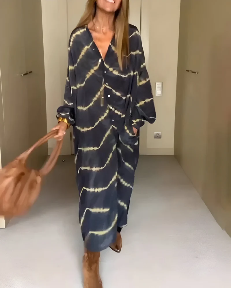 Julia | Boho-gestreiftes Maxikleid