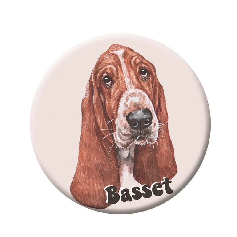 Button (placka) se špendlíkem 44 mm – Basset