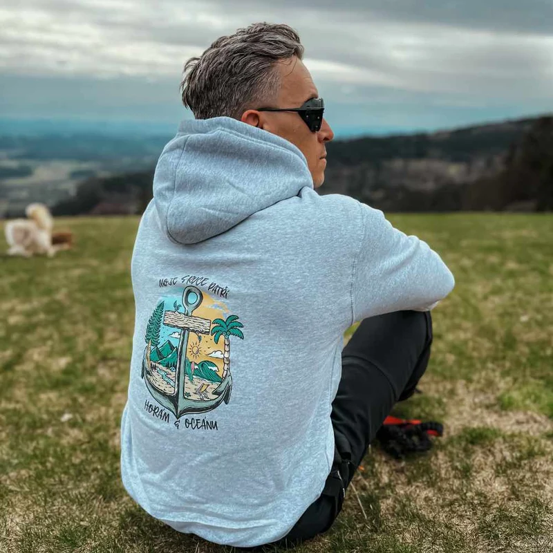 Unisex mikina - Hory a Ocean -šedá