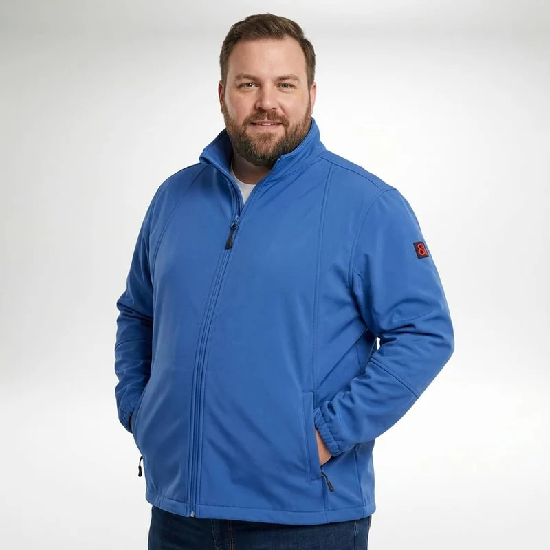BigTiger Softshell-Jacke Herren Übergröße 3XL-8XL Schwarz Royal Blau
