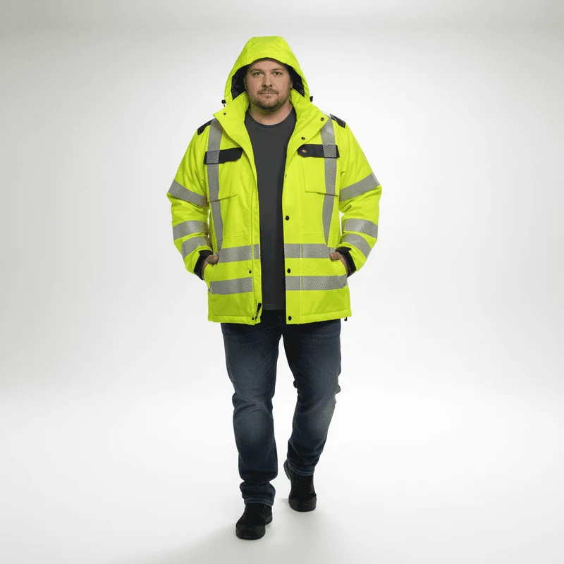 BigTiger Warnschutz-Jacke Herren Übergröße 3XL-10XL, Neon Gelb
