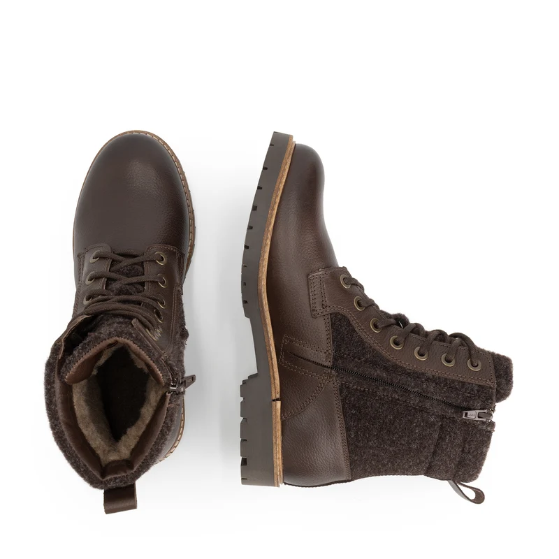 Folge Damen - Schnürboots - Wolle/Filz - Dunkelbraun