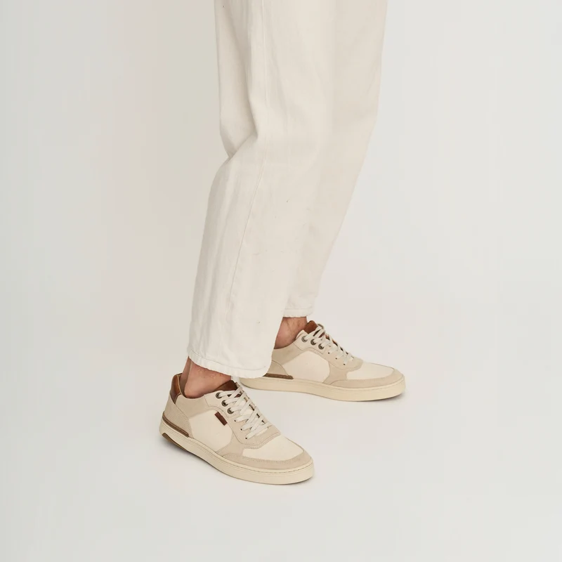 Bromley Herren - Sneaker - Canvas und Wildleder - Weiß