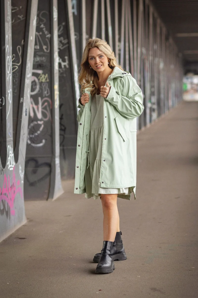 Derbe Regenjas Dames Traveby Friese Fisher Fog Green