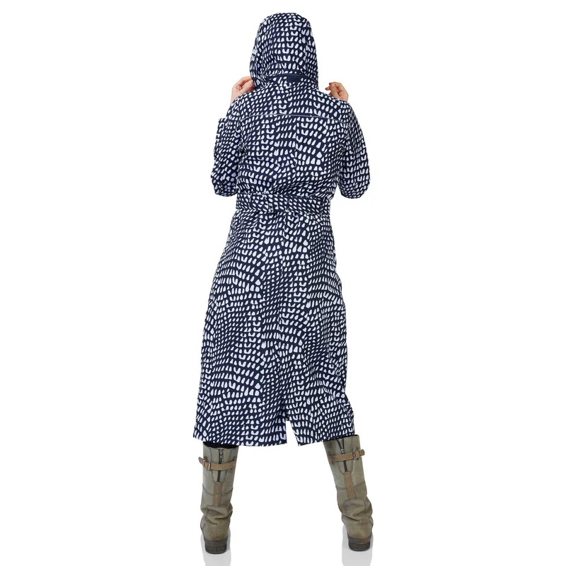 Happy Rainy Days Extra Lange Regenjas Montreal Blauw/witte stip