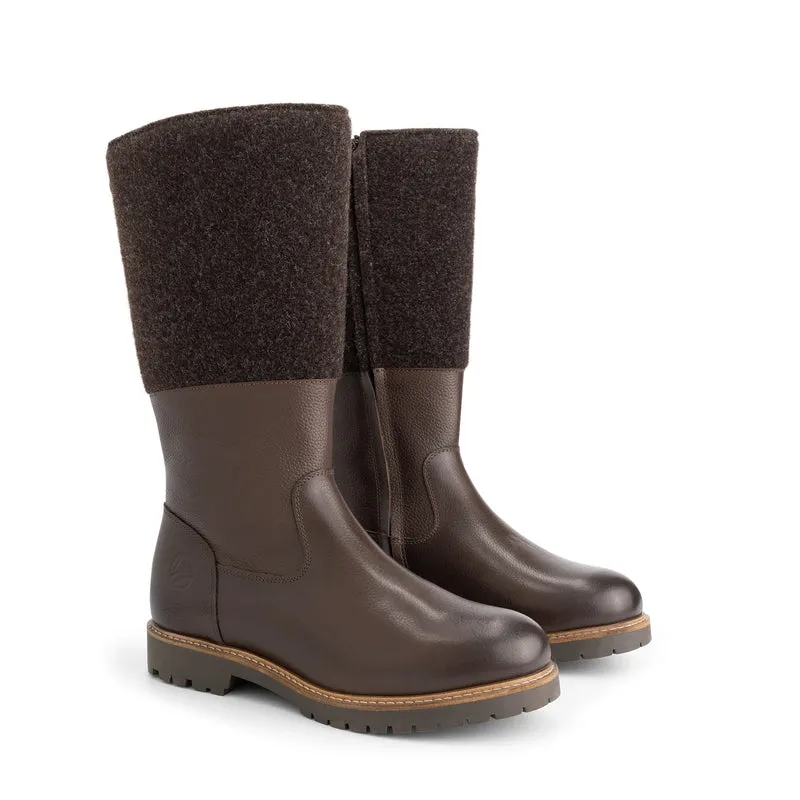 Skive Damen - Hohe Stiefel - Wolle/Filz - Dunkelbraun