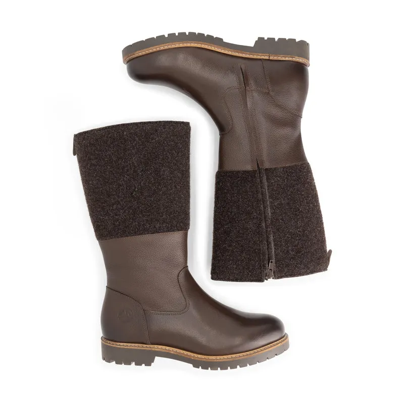Skive Damen - Hohe Stiefel - Wolle/Filz - Dunkelbraun