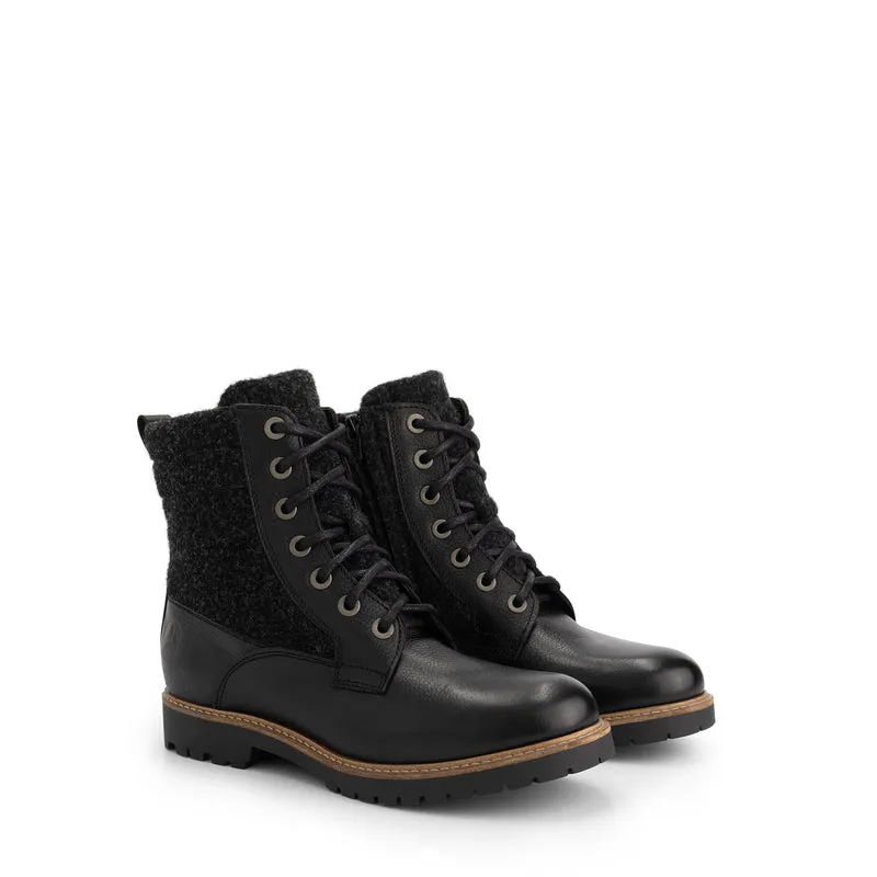 Folge Damen - Schnürboots - Wolle/Filz - Schwarz