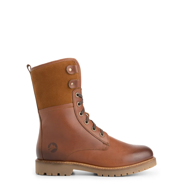 Kongea Damen - Schnürboots - Wolle gefüttert - Cognac