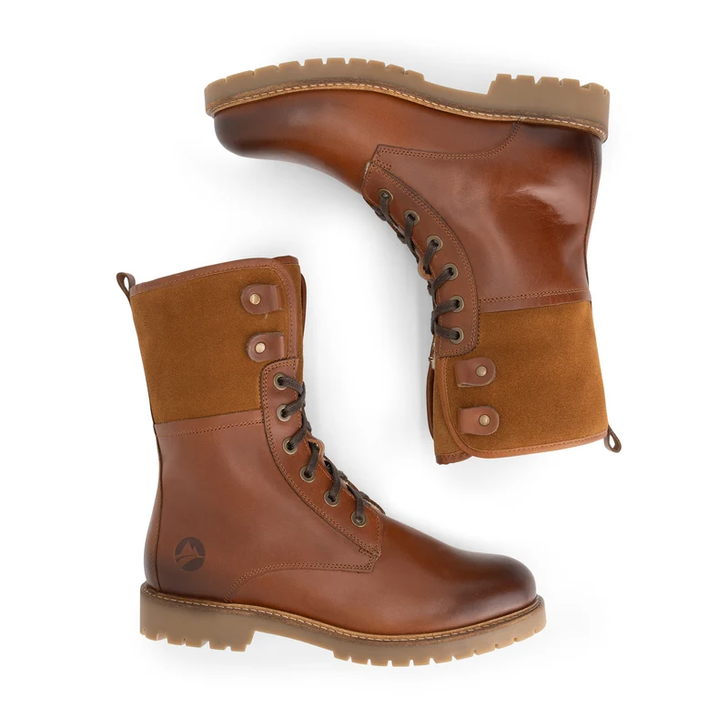 Kongea Damen - Schnürboots - Wolle gefüttert - Cognac