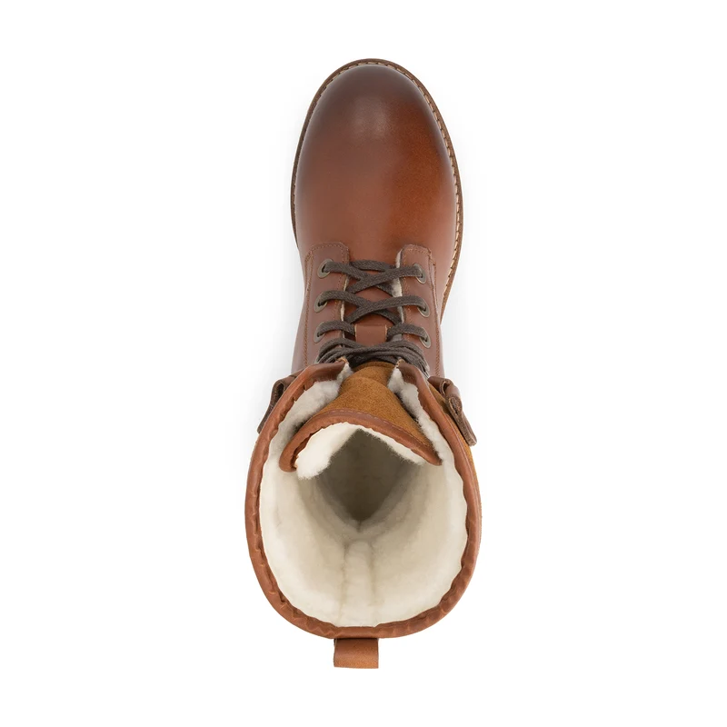 Kongea Damen - Schnürboots - Wolle gefüttert - Cognac