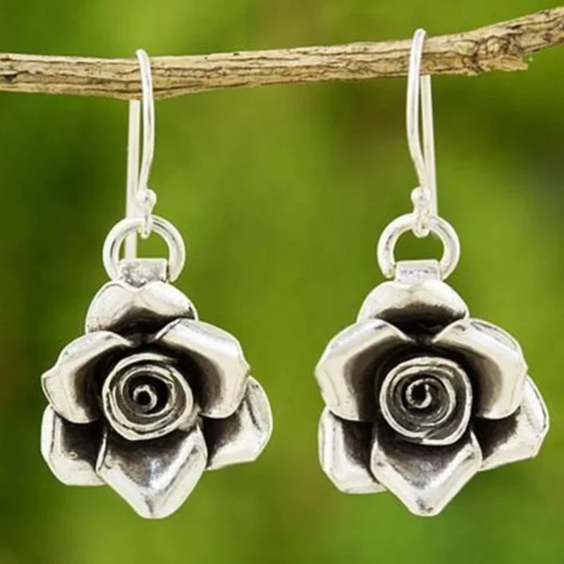 Vintage Silber Blume Ohrringe