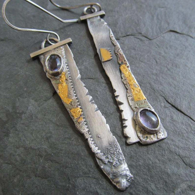 Vintage Säge Silber Ohrringe