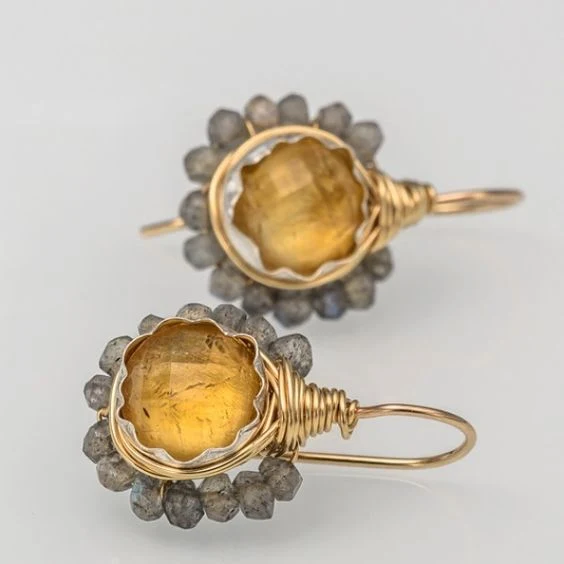 Vintage Orange Kristall Gold Ohrringe