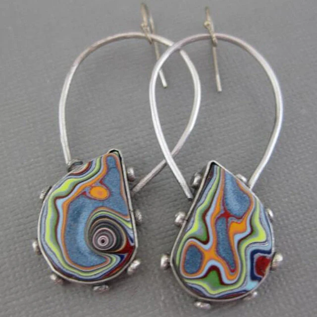 Vintage Multicolour Silber Ohrringe