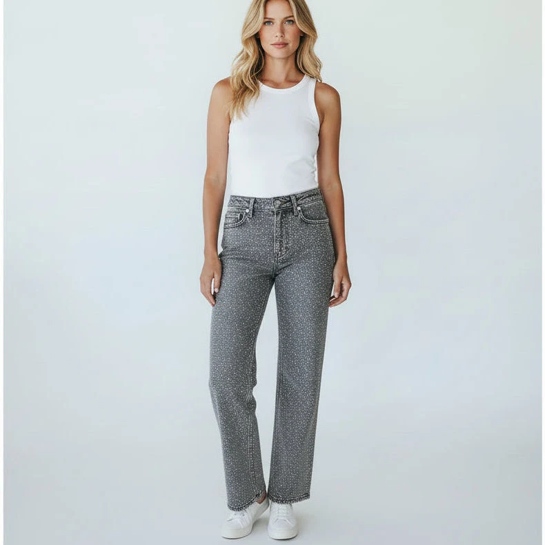 Straight Leg Jeans für Damen mit Glitzersteinen