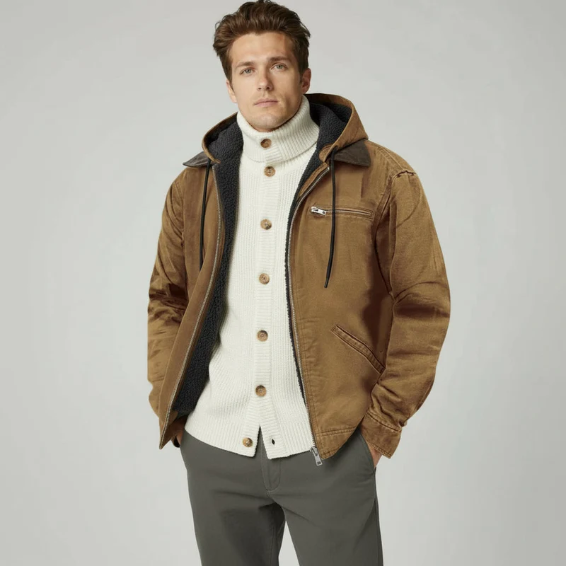 Freizeitjacke für Herren mit Kapuze und Reißverschlus