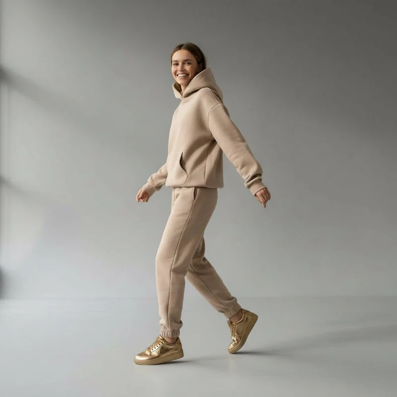 Oversized Loungewear Set für Damen mit Kapuzen Sweatshirt und Jogginghose