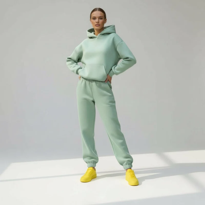Oversized Loungewear Set für Damen mit Kapuzen Sweatshirt und Jogginghose