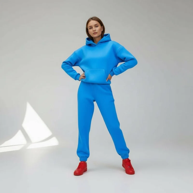 Oversized Loungewear Set für Damen mit Kapuzen Sweatshirt und Jogginghose