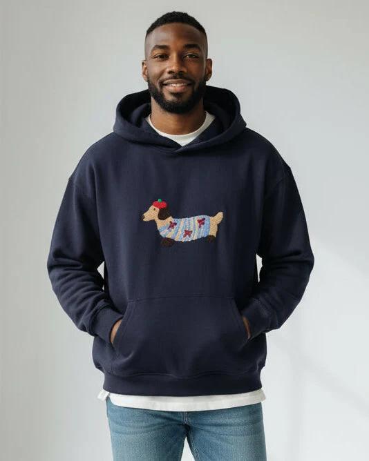Oversized Hoodie mit auffälligem Hunde-Print für Damen und Herren