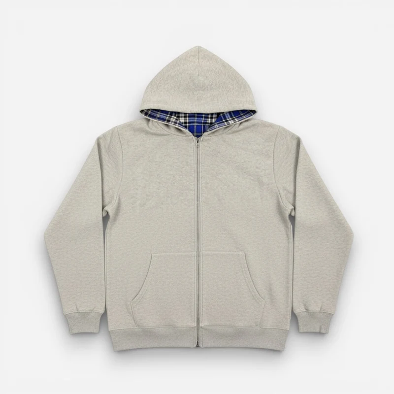 Oversized 2-in-1 Wende-Hoodie mit Karoseite