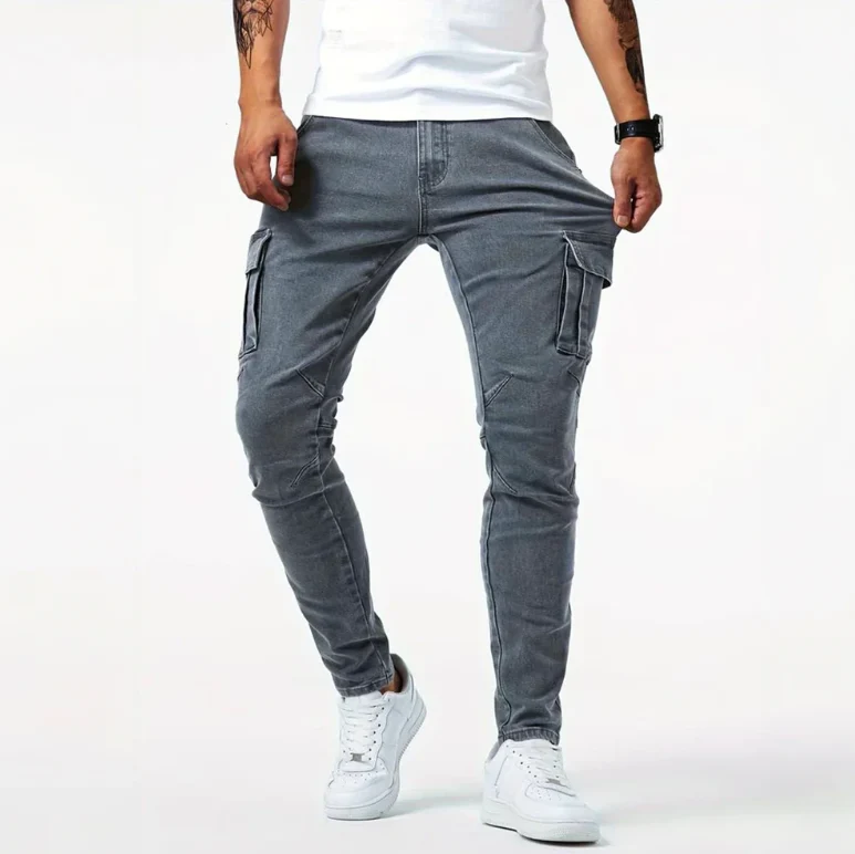 Cargo Slim-Fit Jeans für Herren aus Stretch-Denim