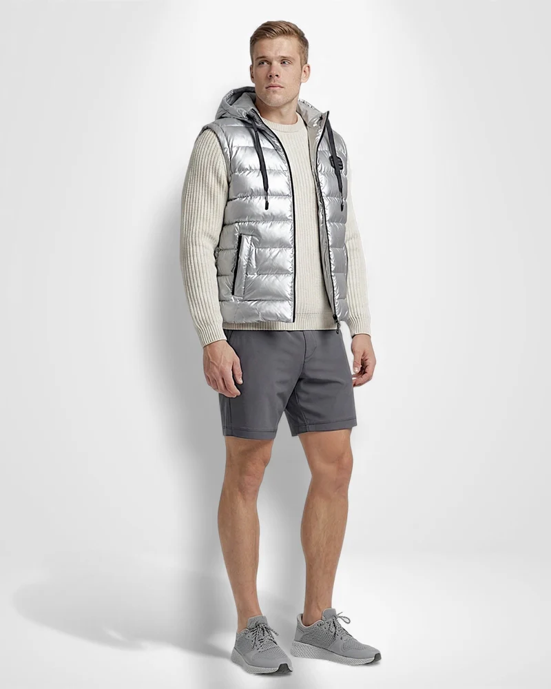 Gesteppte Weste für Herren mit Kapuze und Fleece-Innenfutter