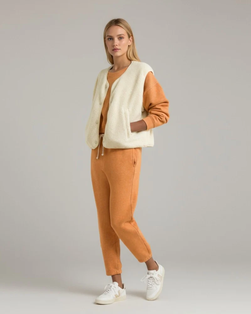 Weiche Teddyweste für Damen mit Druckknöpfen