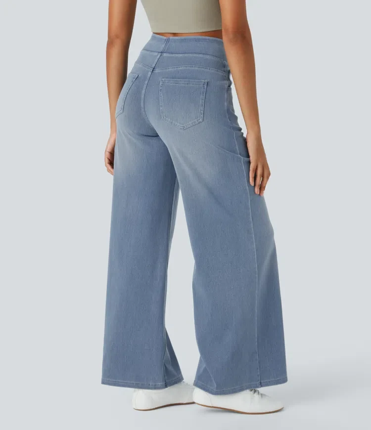High-Waist Komfort Jeans mit weitem geradem Bein für Damen