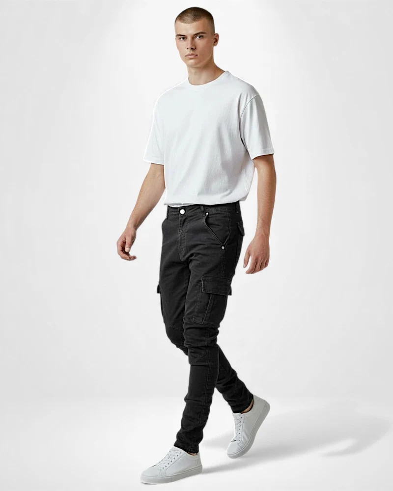 Slim-Fit Cargo Jeans für Herren mit Multifunktionalen Taschen