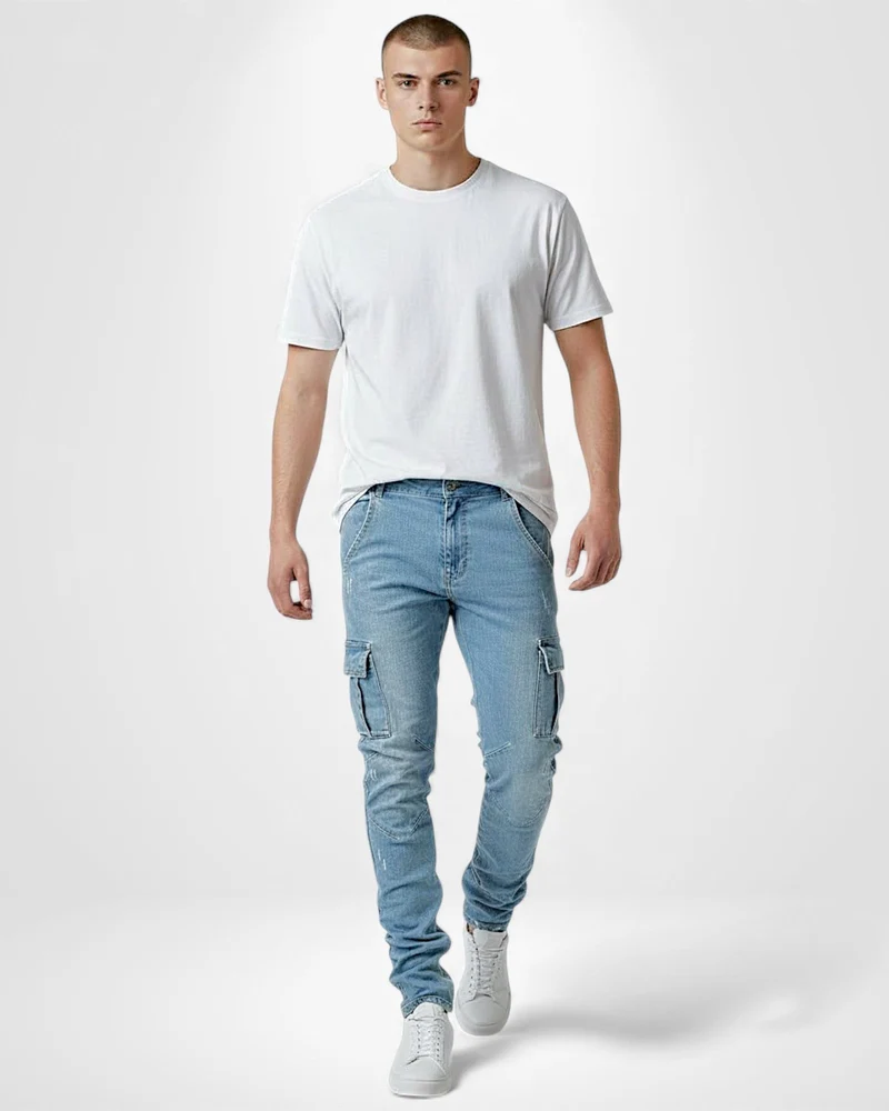 Slim-Fit Cargo Jeans für Herren mit Multifunktionalen Taschen
