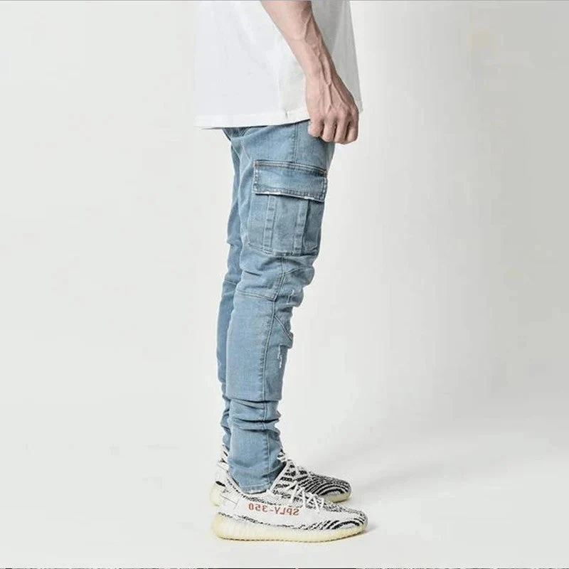Slim-Fit Cargo Jeans für Herren mit Multifunktionalen Taschen