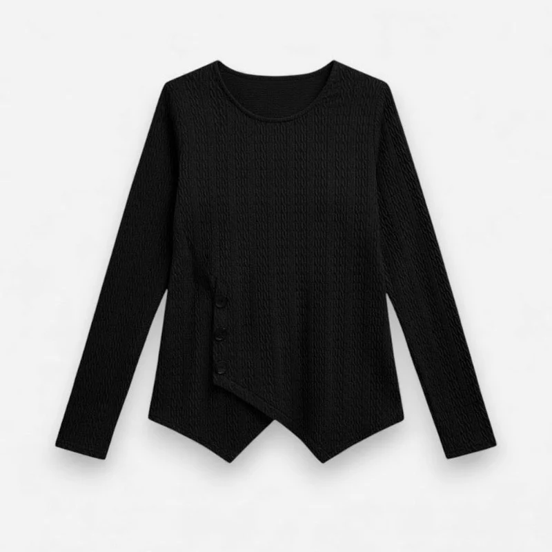 Elegantes Langarmshirt Damen mit Asymmetrischem Saum
