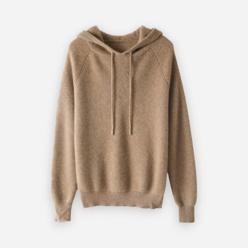 Weicher gerippter pullover für Damen mit Kapuze