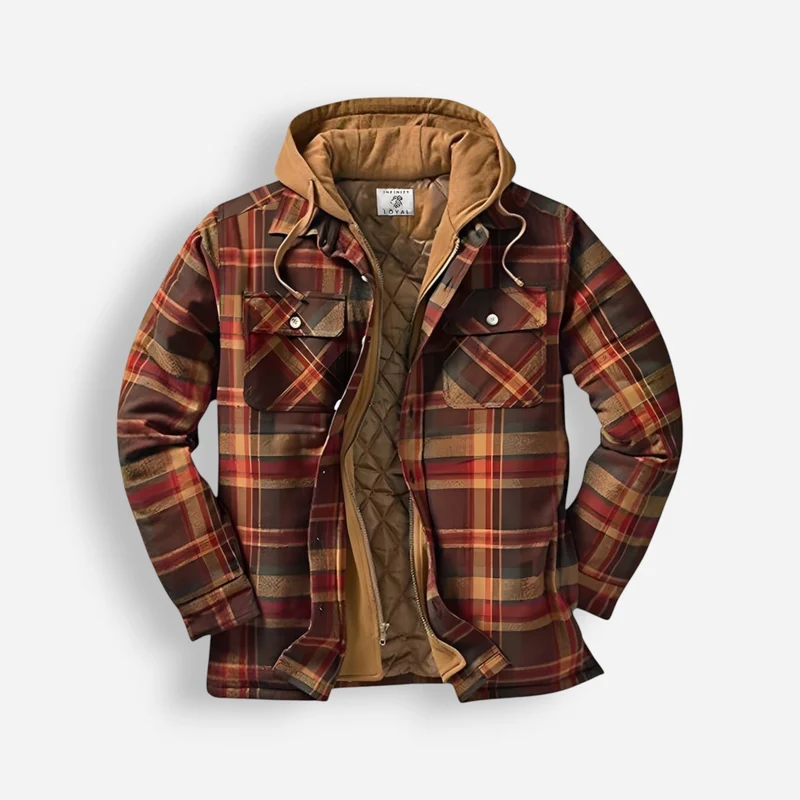 Gefütterte Holzfällerjacke für Herren mit Kapuze