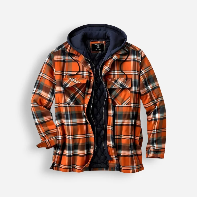 Gefütterte Holzfällerjacke für Herren mit Kapuze